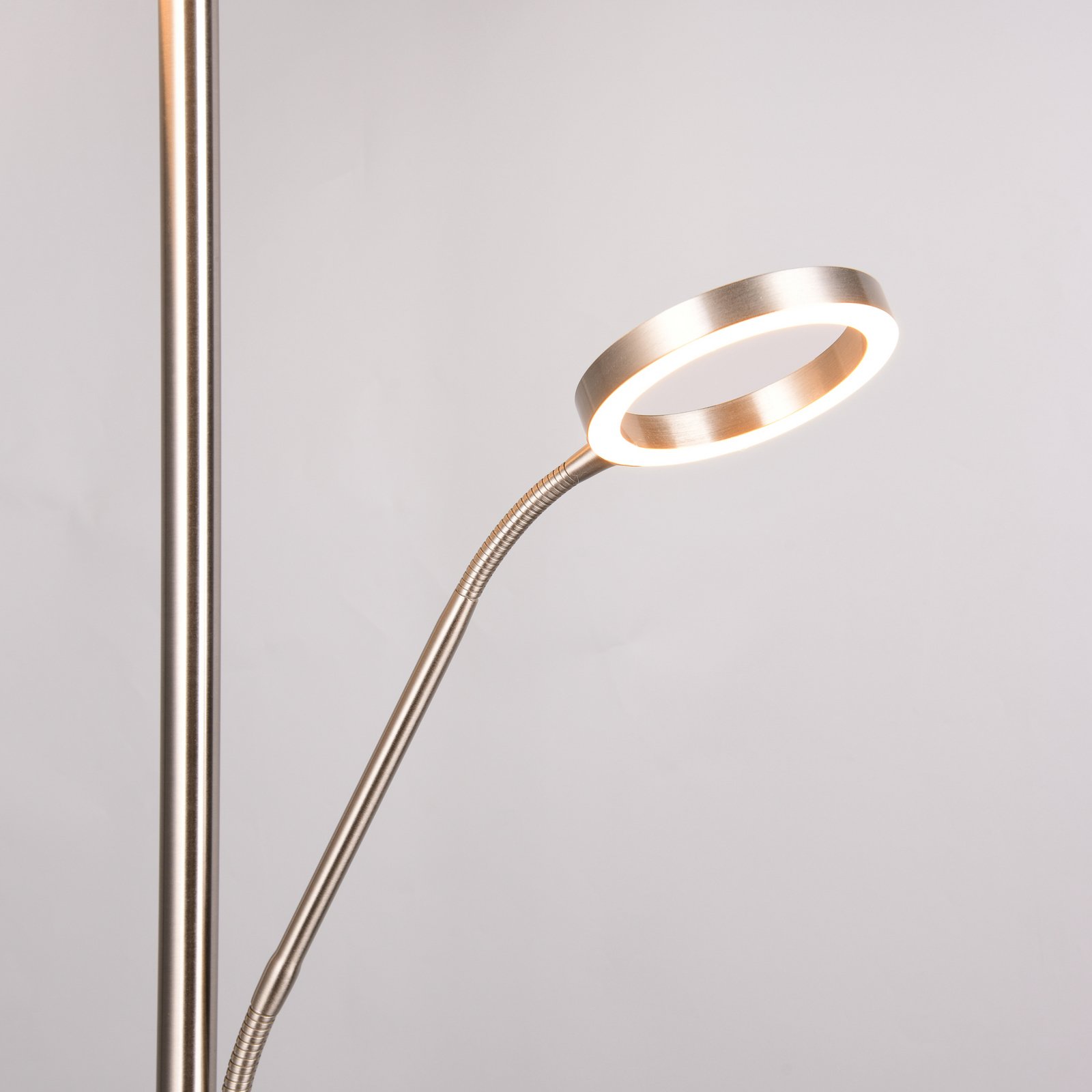 LED-golvlampa Willis, nickel, höjd 180 cm, metall CCT-dimmer