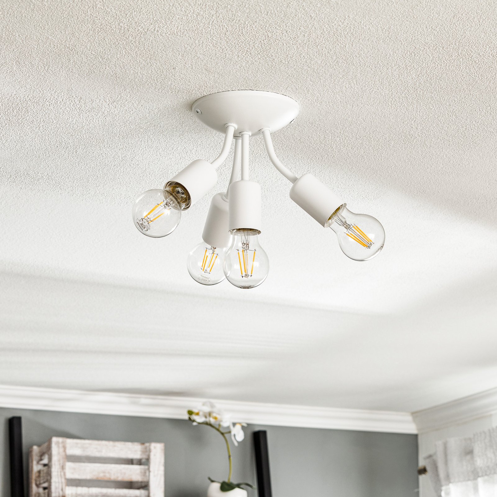Go socket ceiling lamp, four-bulb, white