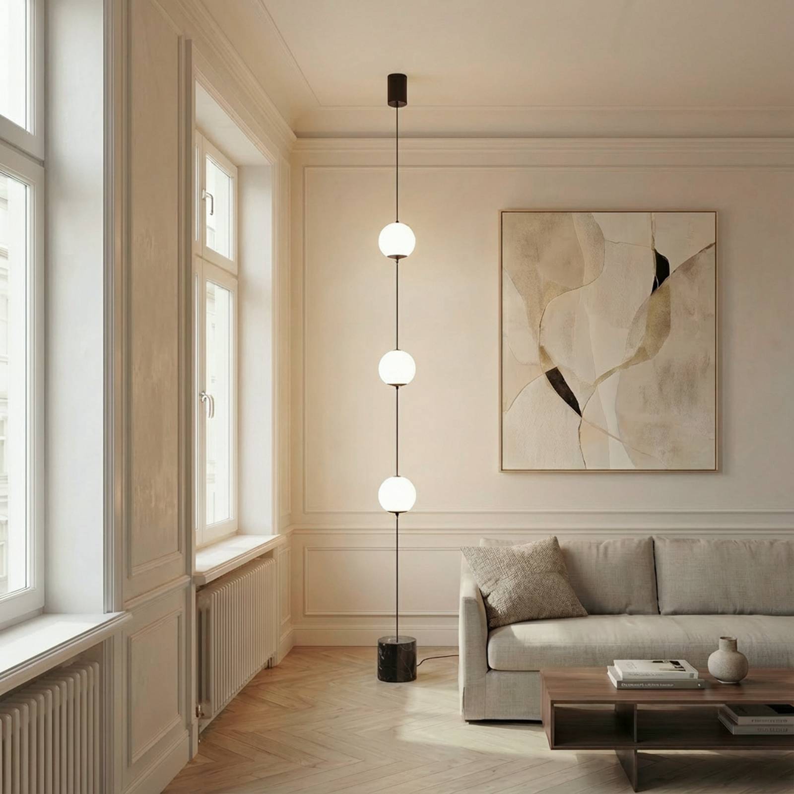 Lucande LED-Stehleuchte Sphere, schwarz/opal, Glas, dimmbar günstig online kaufen