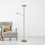 Lámpara de pie LED ZENITH, cromada, 2 luces. Altura: 180 cm. Metal atenuable