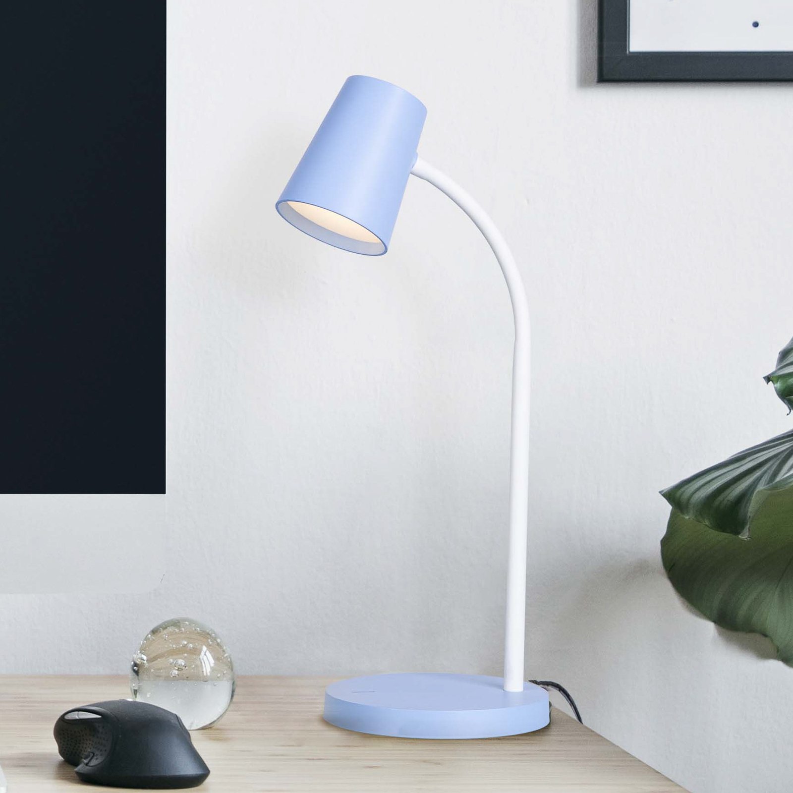 LED stolní lampa Luis, 3stupňový stmívač, modrá