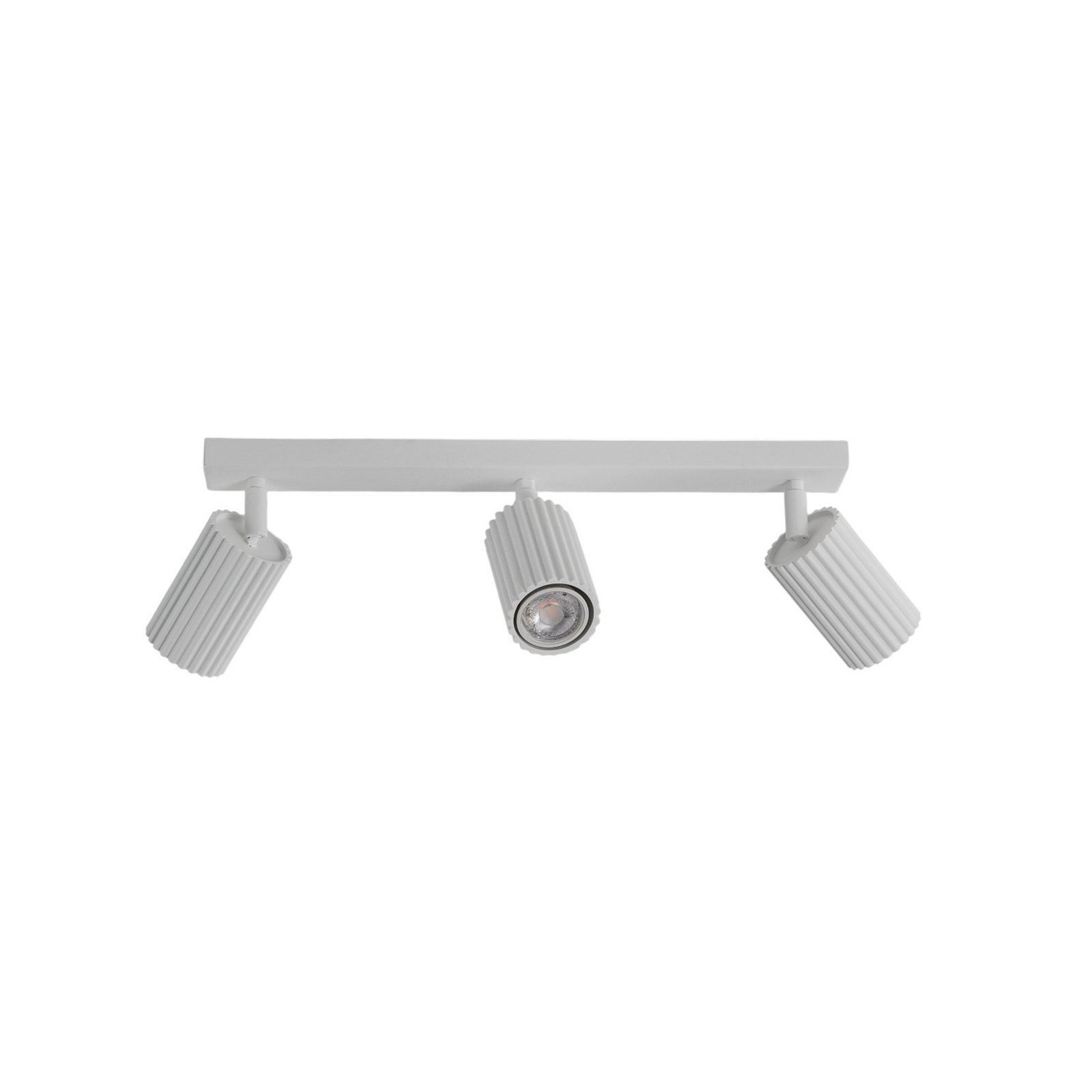 Carbon downlight, white, length 45 cm, aluminium, 3-bulb.