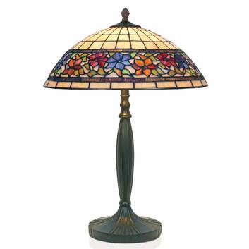 Lámpara de mesa Flora, Tiffany, abierto abajo 62cm