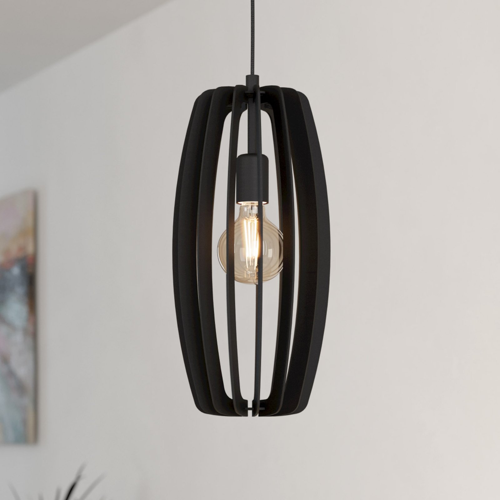 Bajazzara pendant light, one cage shade, black