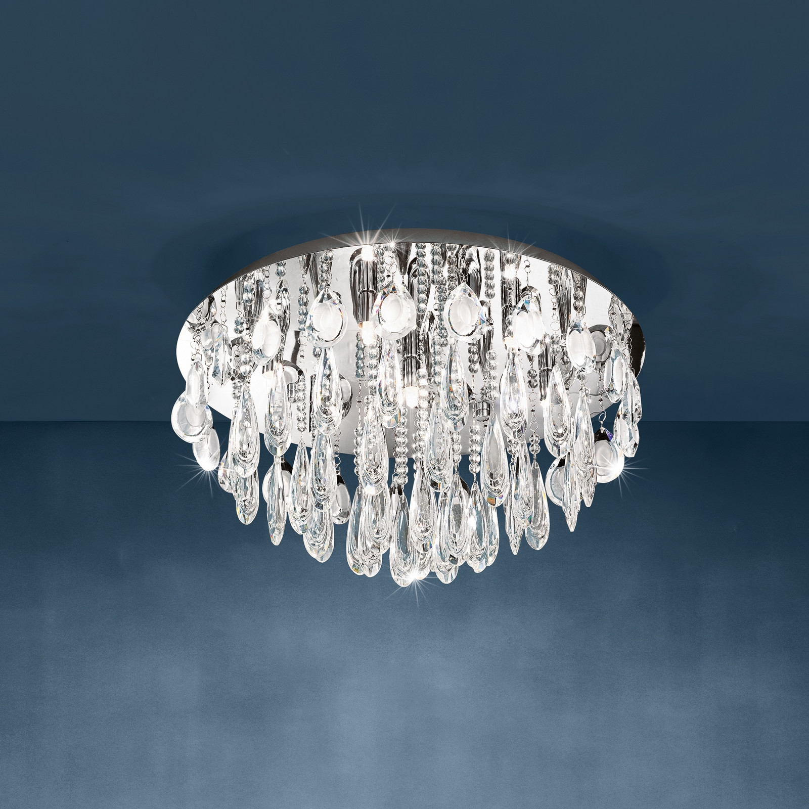 Plafonieră Stars of Light Calaonda 58 x 31 cm cromată - Camera de zi / sufragerie - crom / transparent - Oțel inoxidabil