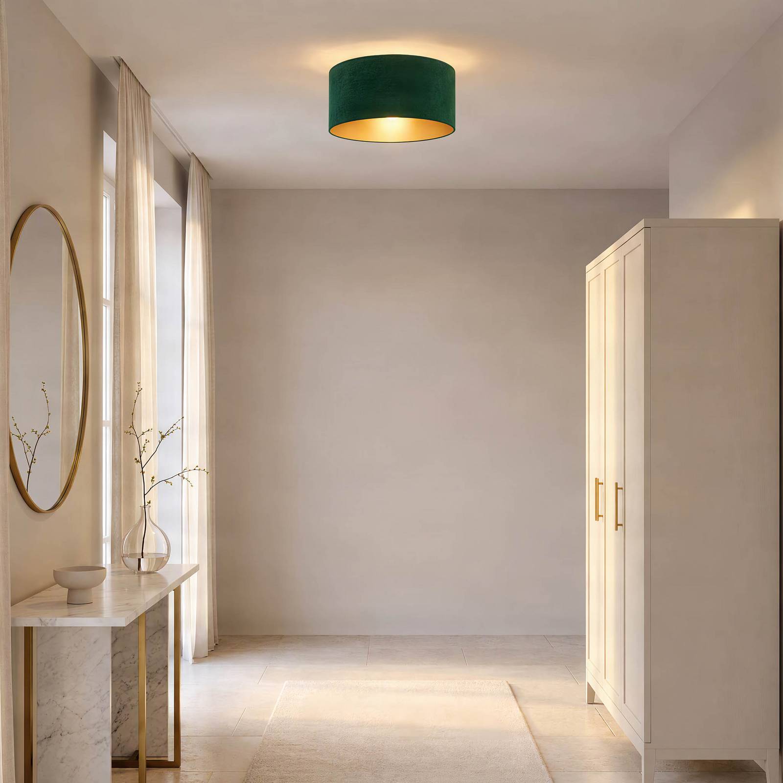 Duolla Plafondlamp Golden Roller Ø 40 cm donkergroen/goud