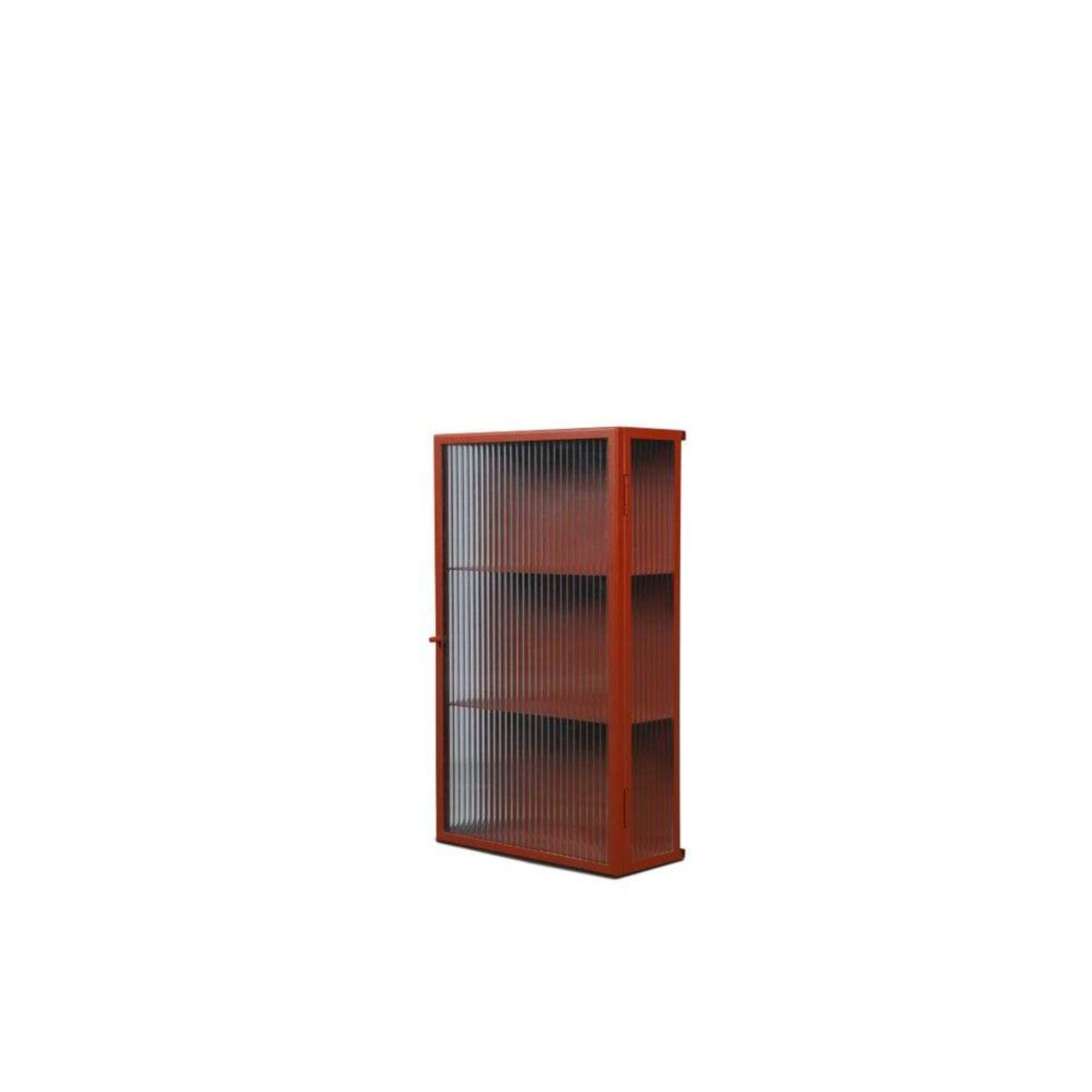 Haze Wall Cabinet Reeded Glass Oxide Red - ferm LIVING