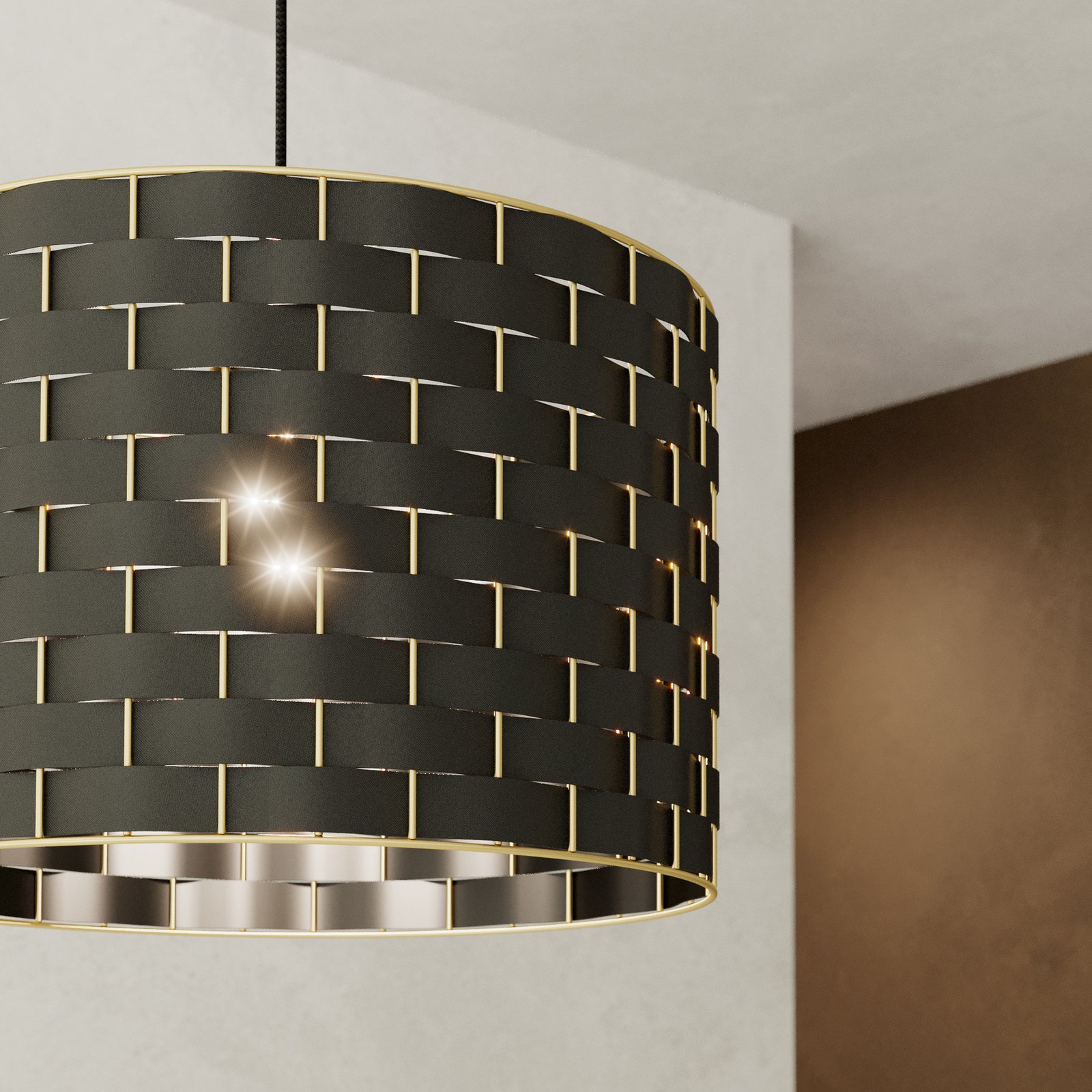 Lampă suspendată Marasales din material textil, Ø 38 cm