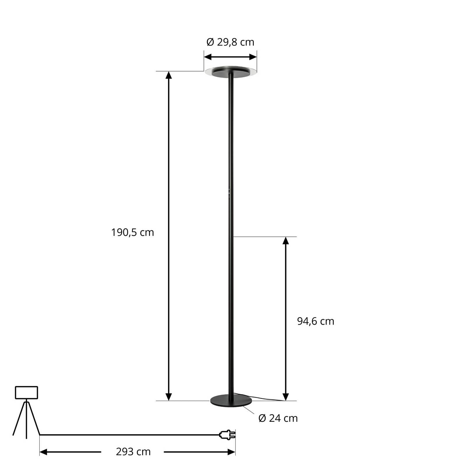 Lampa stojąca LED Arcchio Frile, czarna, wysokość 190 cm, ściemniana