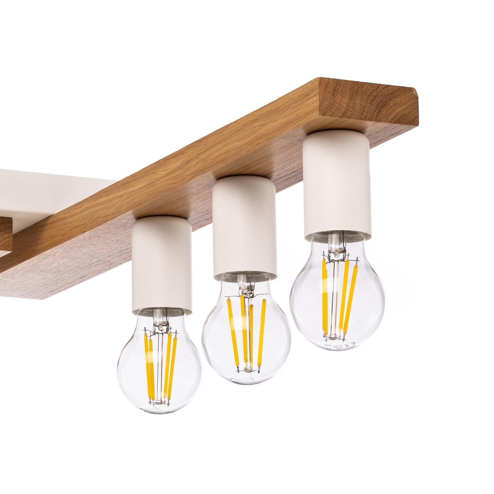 Envostar plafón Laurent, madera/blanco, 6 luces