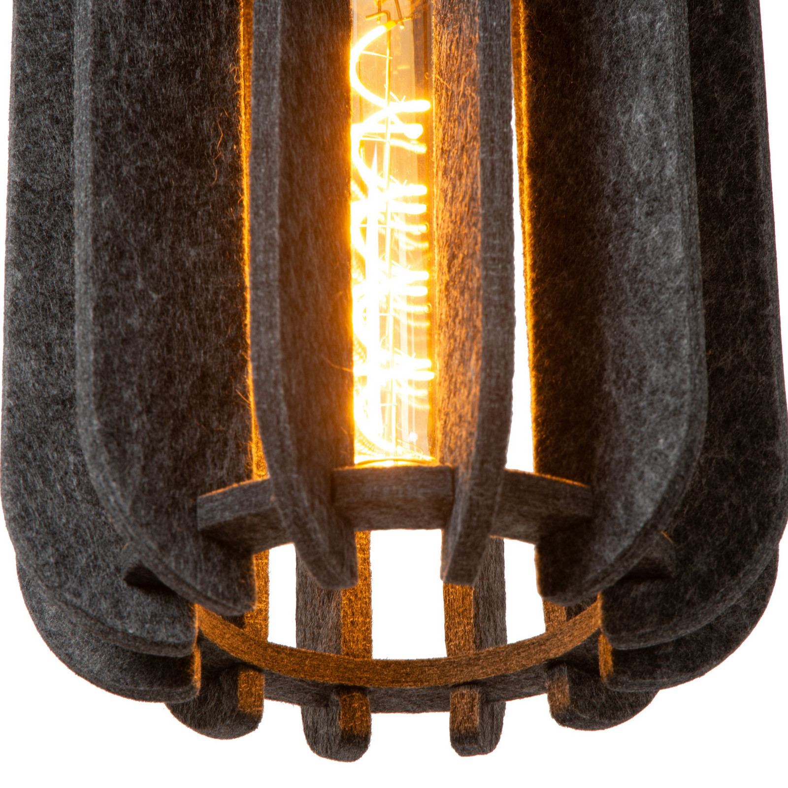 Lucide Lampă suspendată Rafal Ø 20 cm pâslă gri 1 bec - Camera de zi / sufragerie - negru gri - Țesătură / Textil