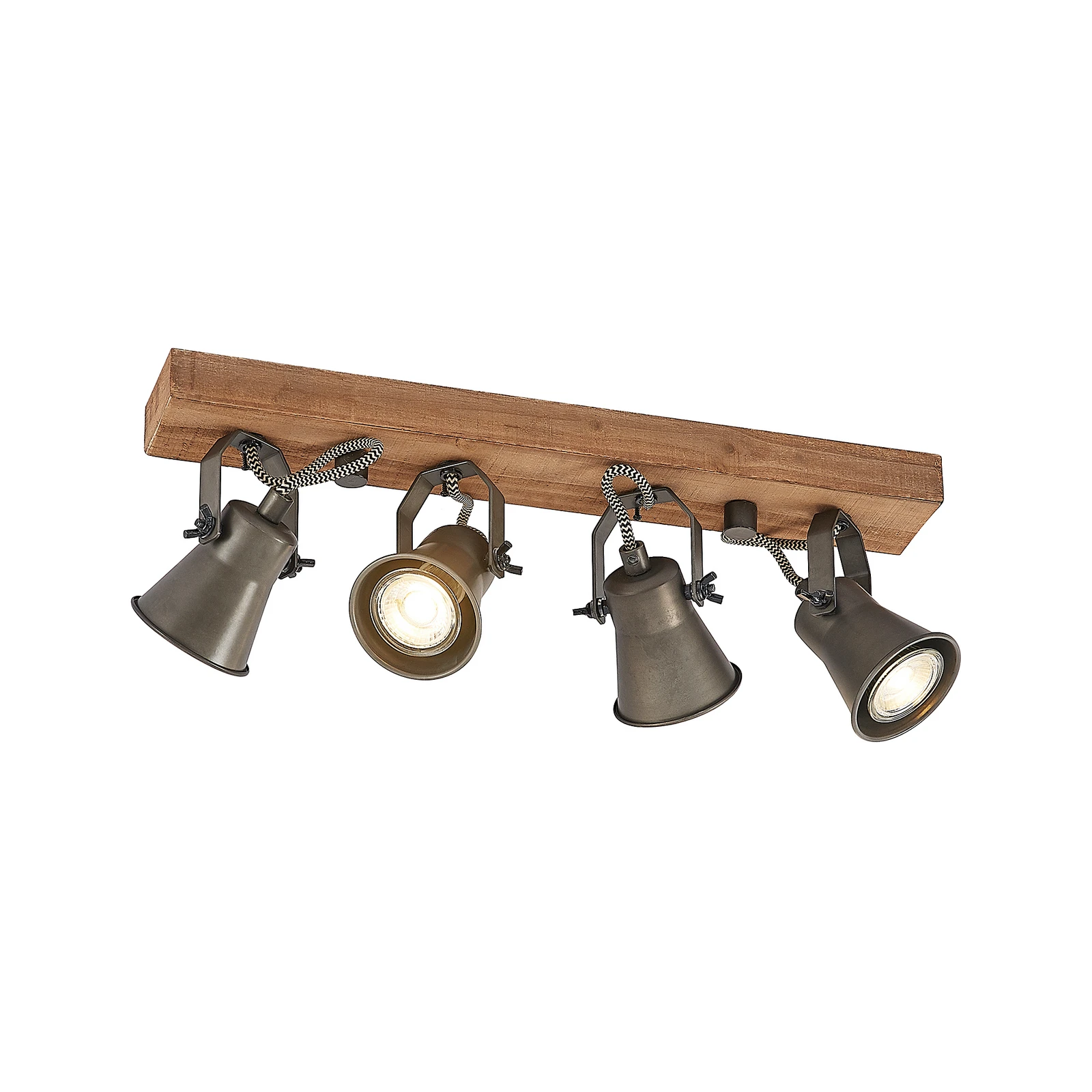 Lindby Grandesa stropni reflektor, 35 cm, 4 žarulje, drvo, metal