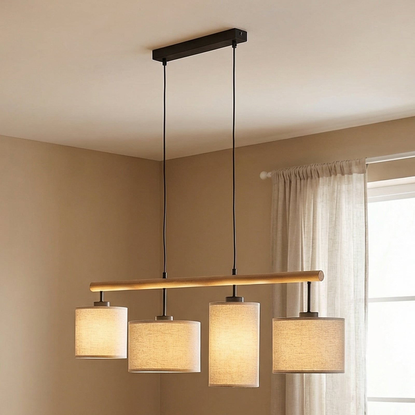 Deva Nature pendant light, 4-bulb, textile Deva Nature pendant light, 4-bulb, textile