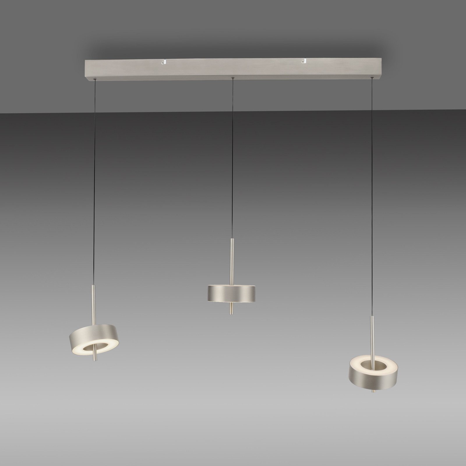 Paul Neuhaus Smart LED hanging light Q-Rotate, aluminium 3-light.