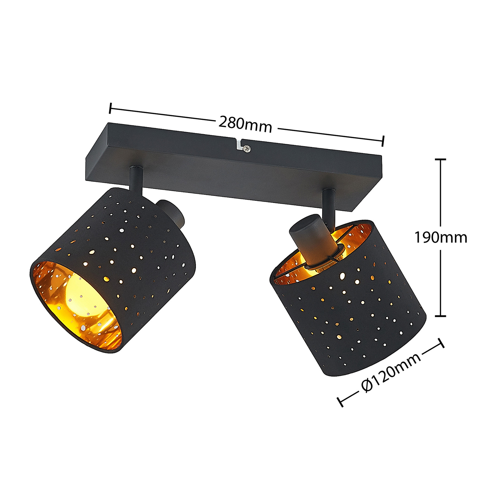 Lindby Darima ceiling spotlight, two-bulb black