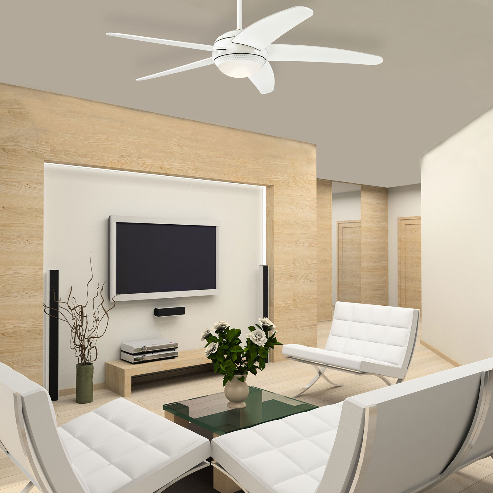 Ventilateur de plafond LED Bendan, blanc, silencieux - Westinghouse Ventilateur de plafond LED Bendan, blanc, silencieux - Westinghouse