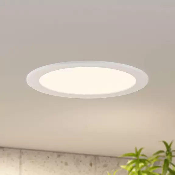 Lampenwelt Prios LED-Einbaulampe Cadance, weiß, 24 cm, dimmbar