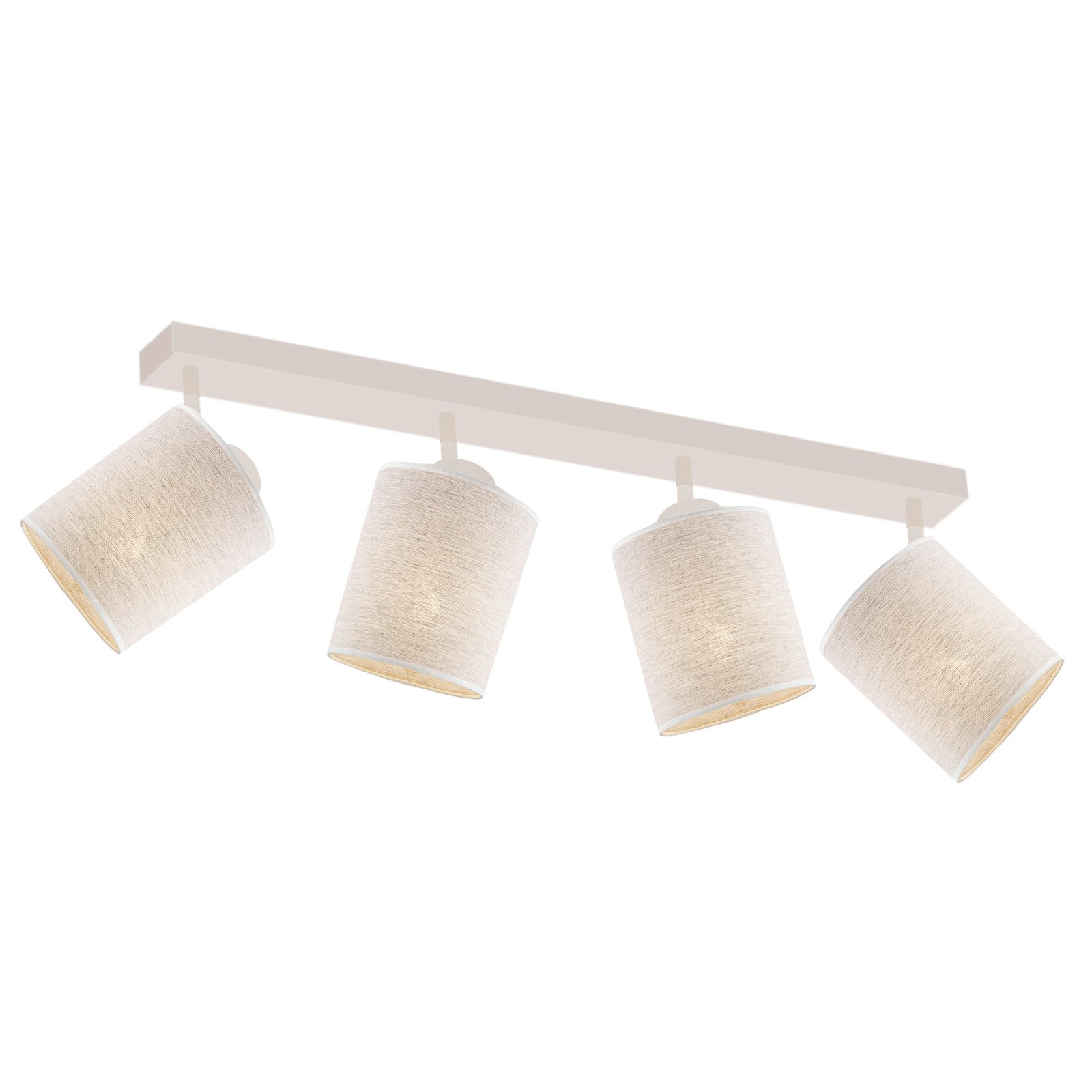 Suerte ceiling light, cream white, linen textile, 4-bulb