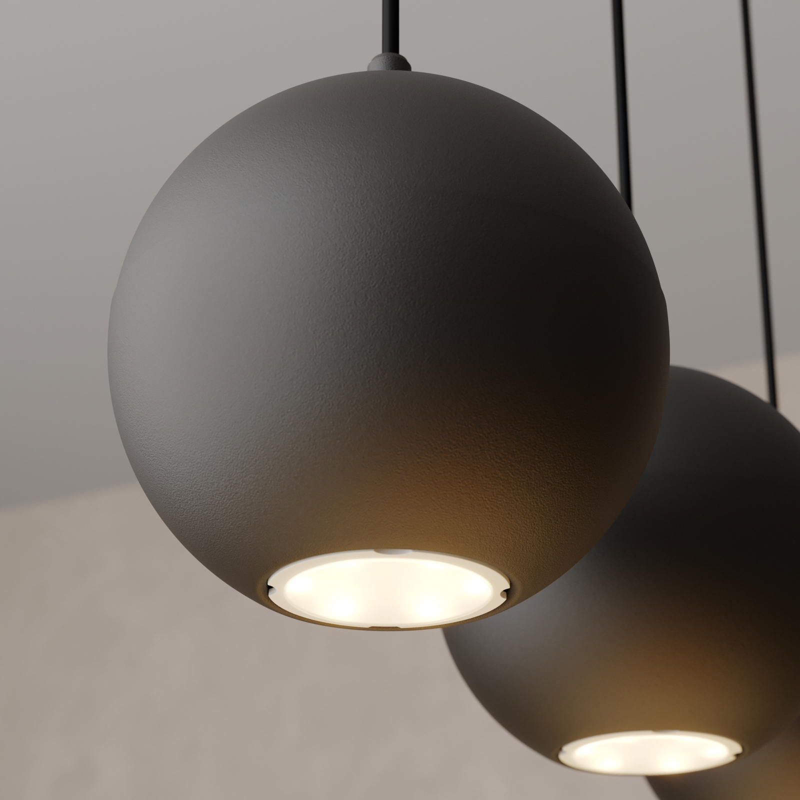 Midnight pendant light in black 4-bulb long