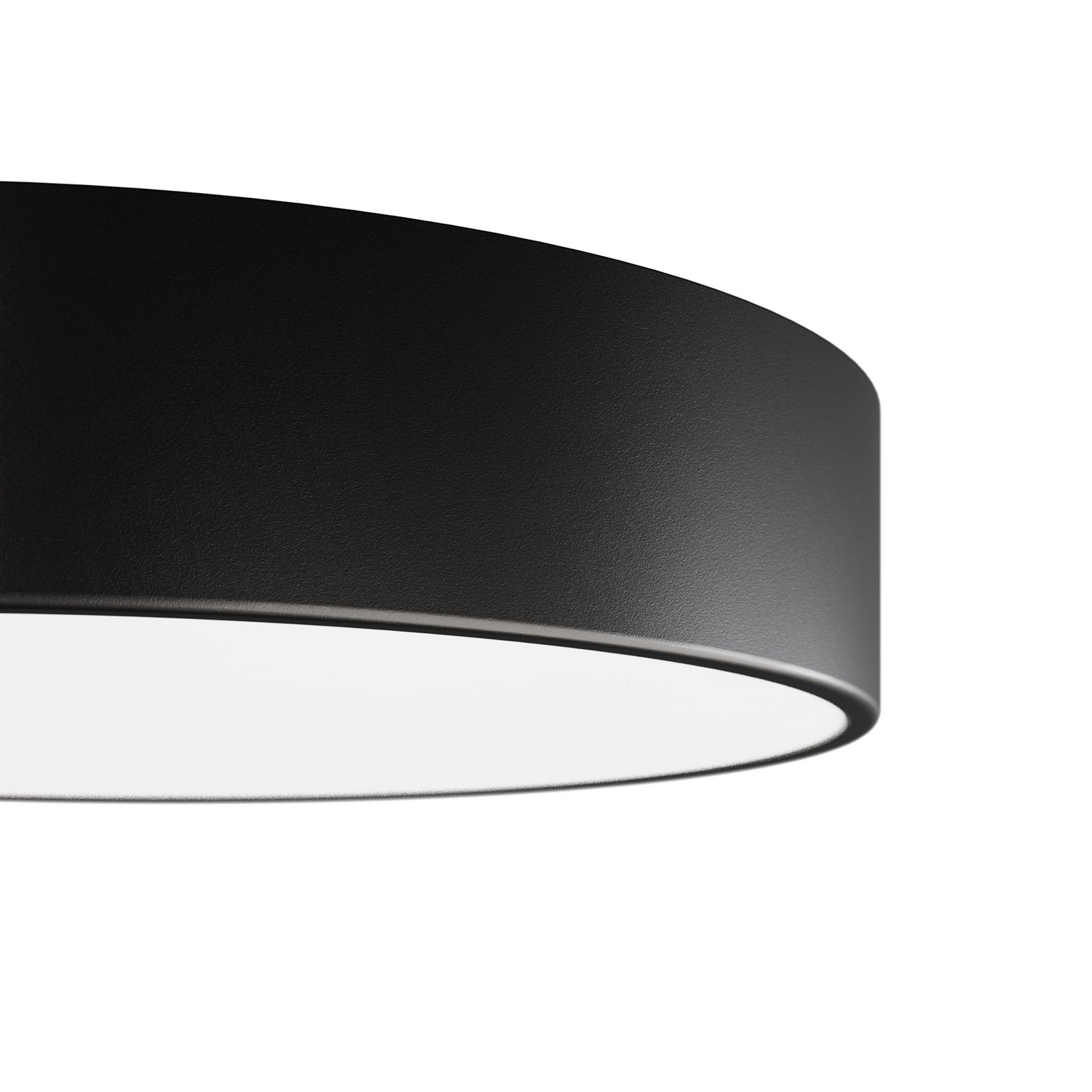 Plafonnier Cleo 200, noir, capteur, IP20, Ø 20 cm, E27