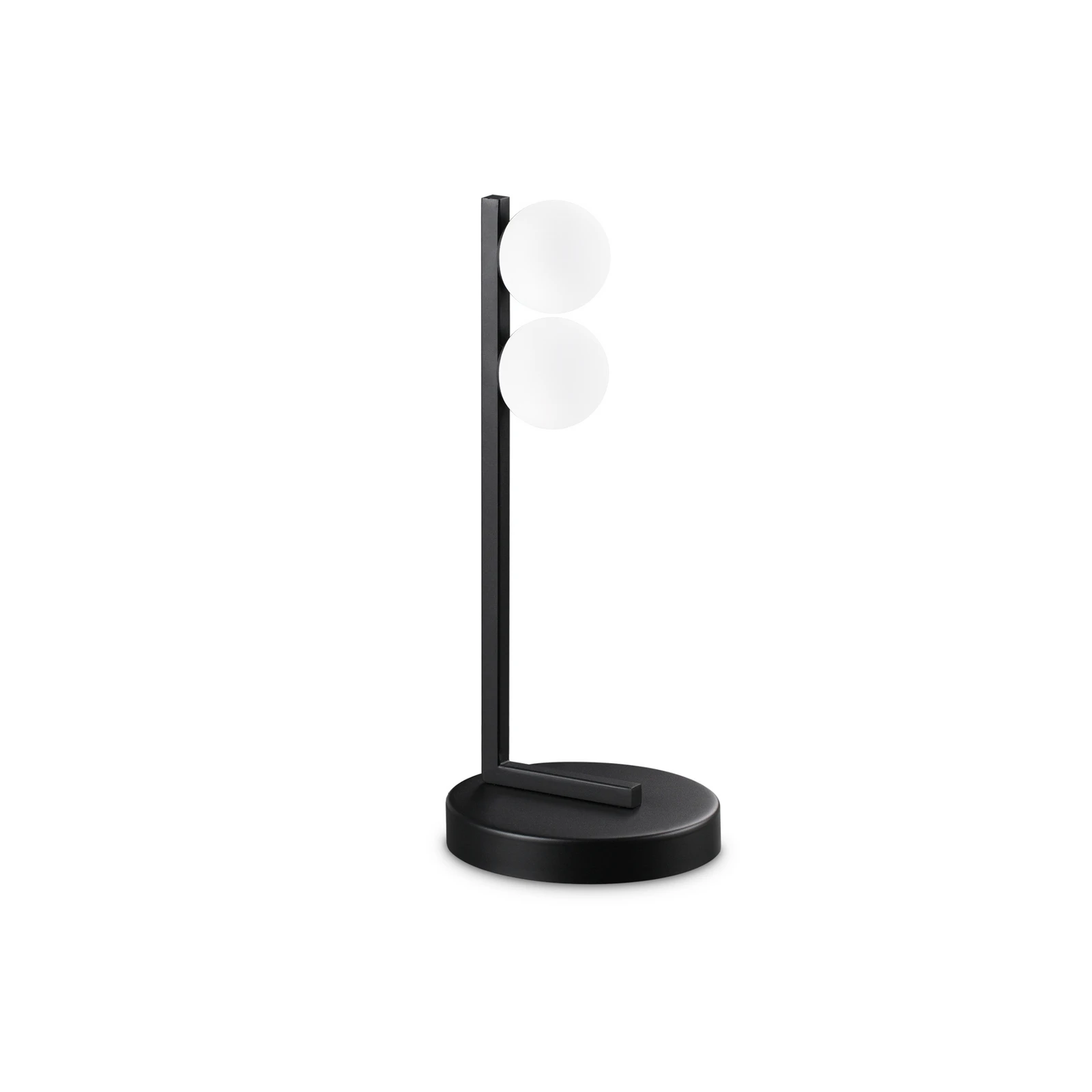 Ideal Lux LED galda lampa Ping Pong melna, 2 gaismas, stikls, metāls