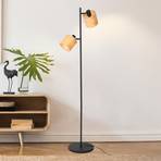 Lampă de podea bambus, 2 lumini