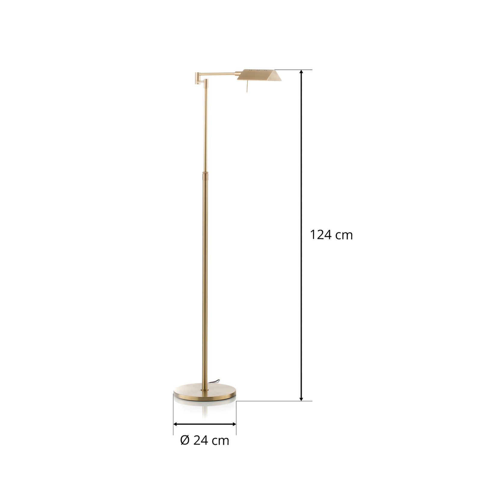 Lampadaire LED réglable Danuta, laiton mat