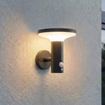 Lampada da parete solare a LED PRIOS Kalen, 17 cm, nera, con sensore