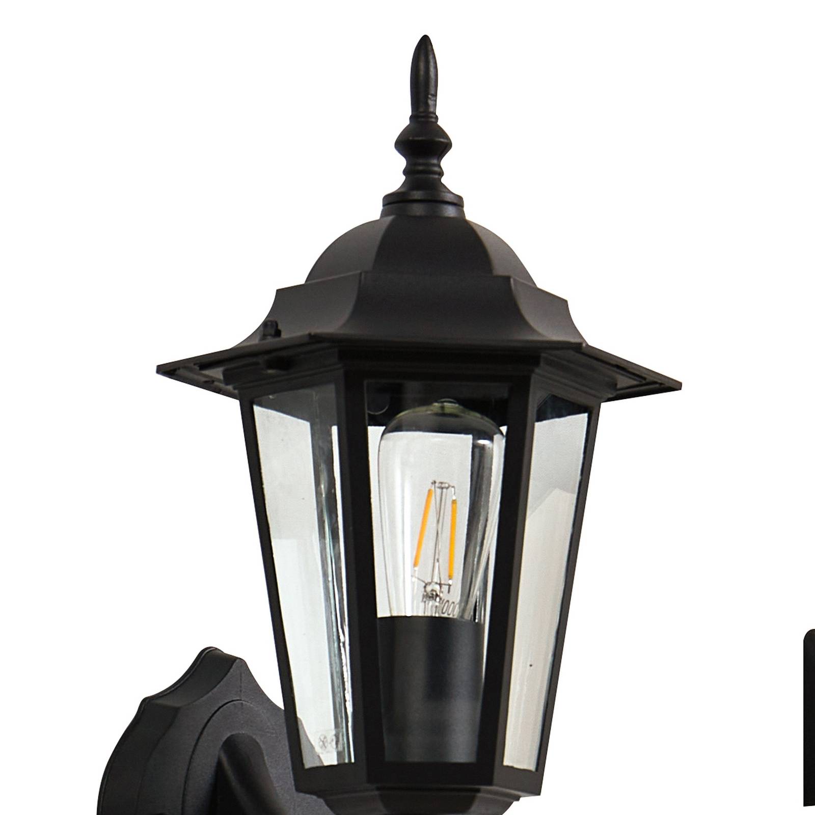 Lindby LED solarna lampa ścienna Sayata, czarny, aluminium, latarnia