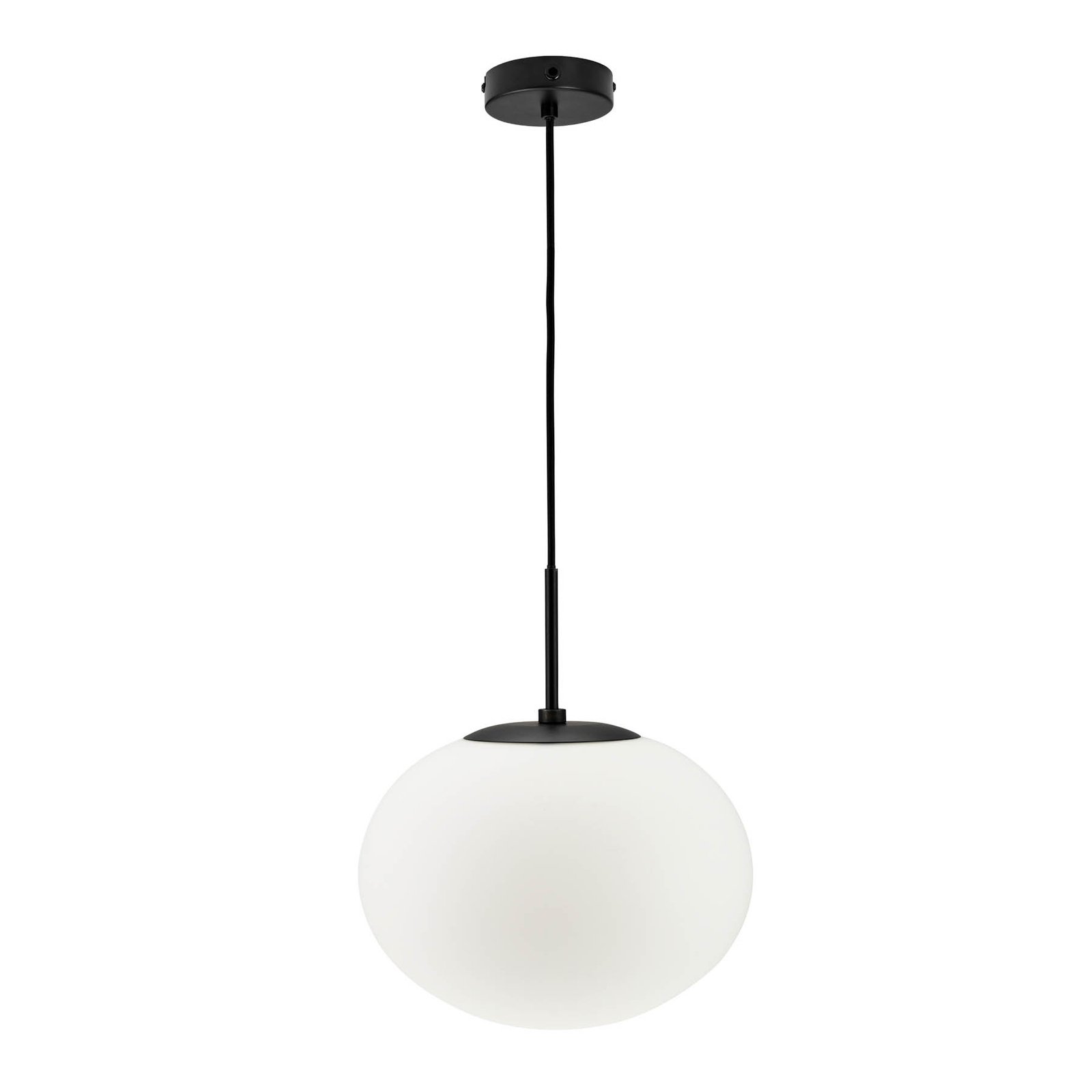 Lampă suspendată Dyberg Larsen Princess, opal/negru, Ø 28 cm