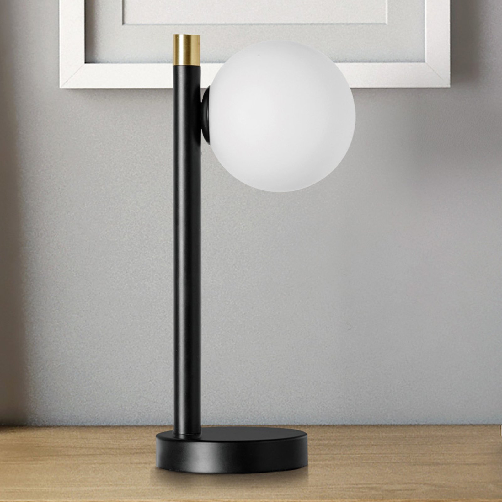 Lampe à poser Pomì à 1 lampe avec sphère de verre