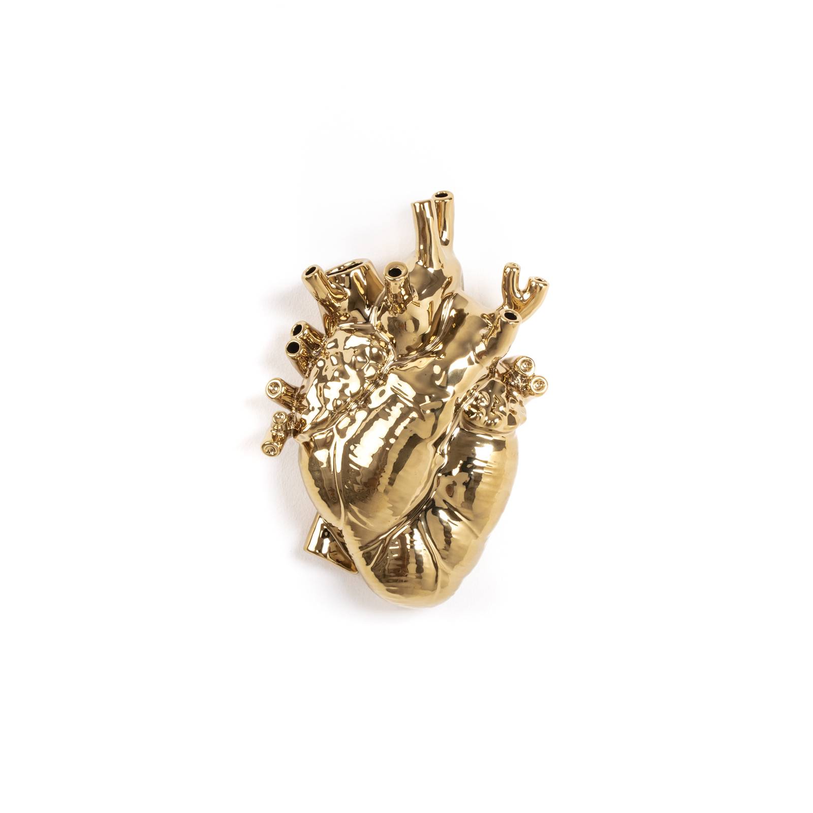 SELETTI Vase Love in Bloom goldfarben Herzform Porzellan