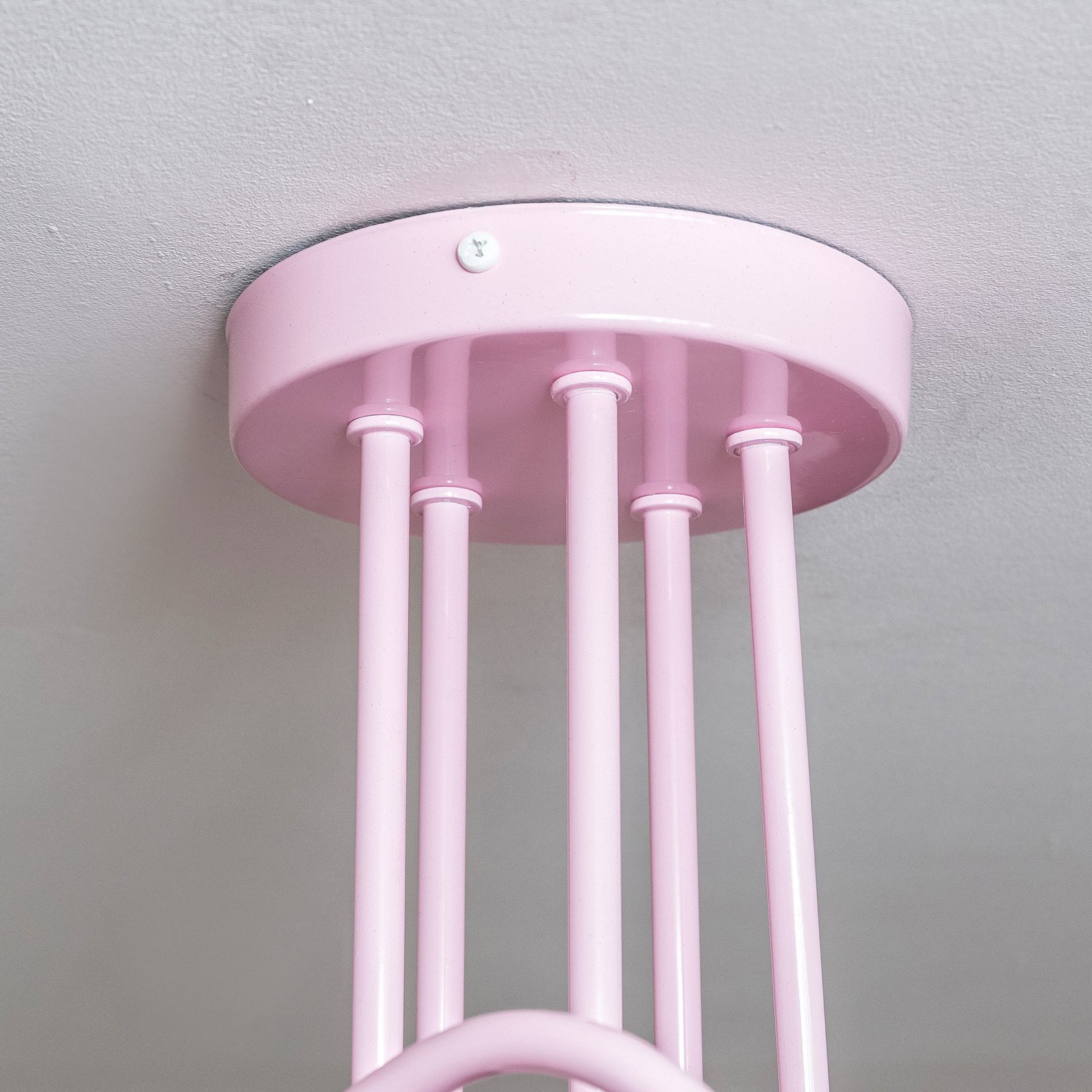 Oxford ceiling light, light pink, Ø 47 cm, metal, 5-bulb