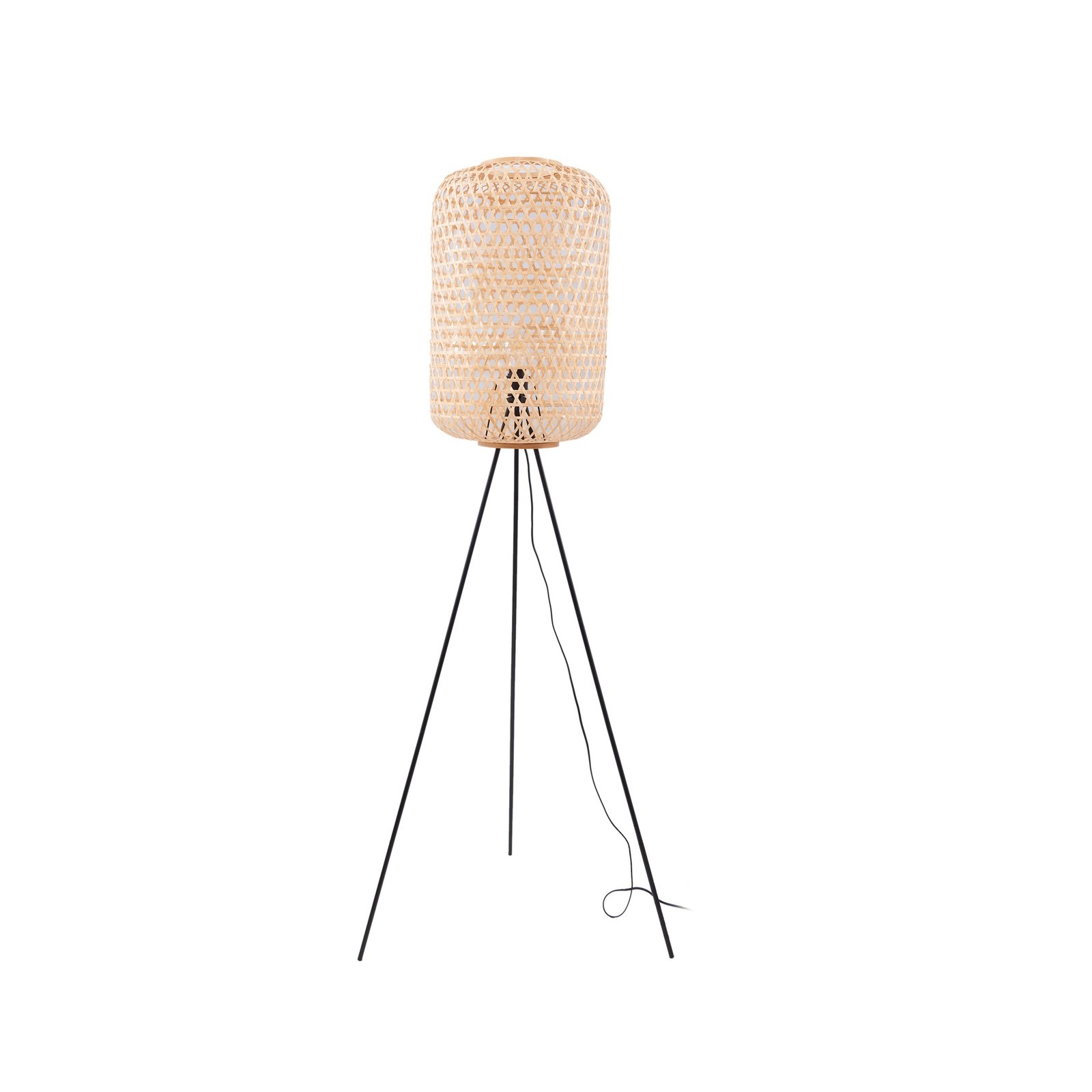 Lucande floor lamp Jorick, bamboo, tripod, height 166 cm