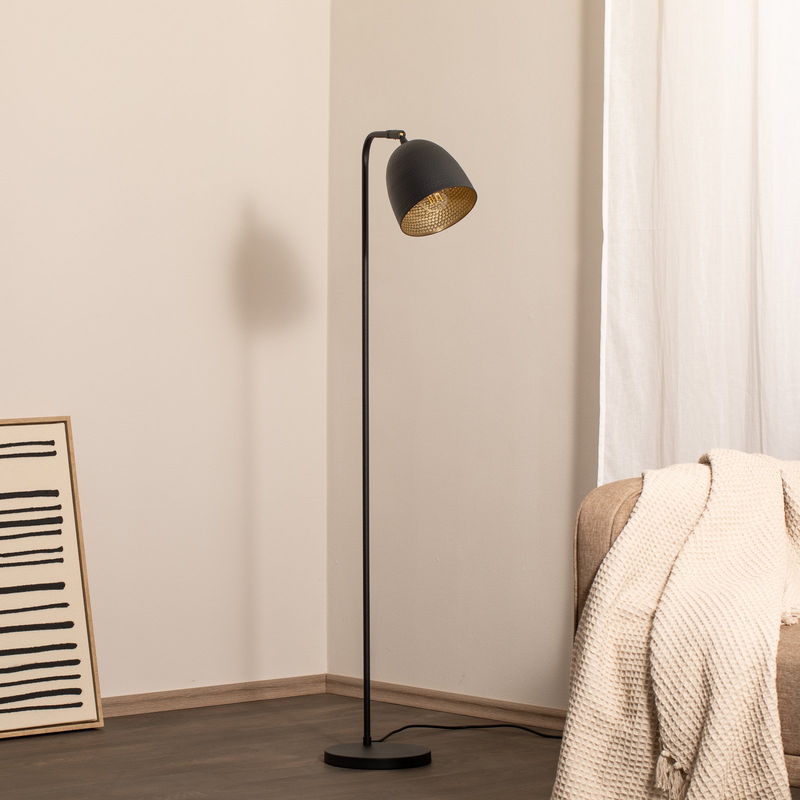 Tattoo 4090 floor lamp, black, metal, height 120 cm