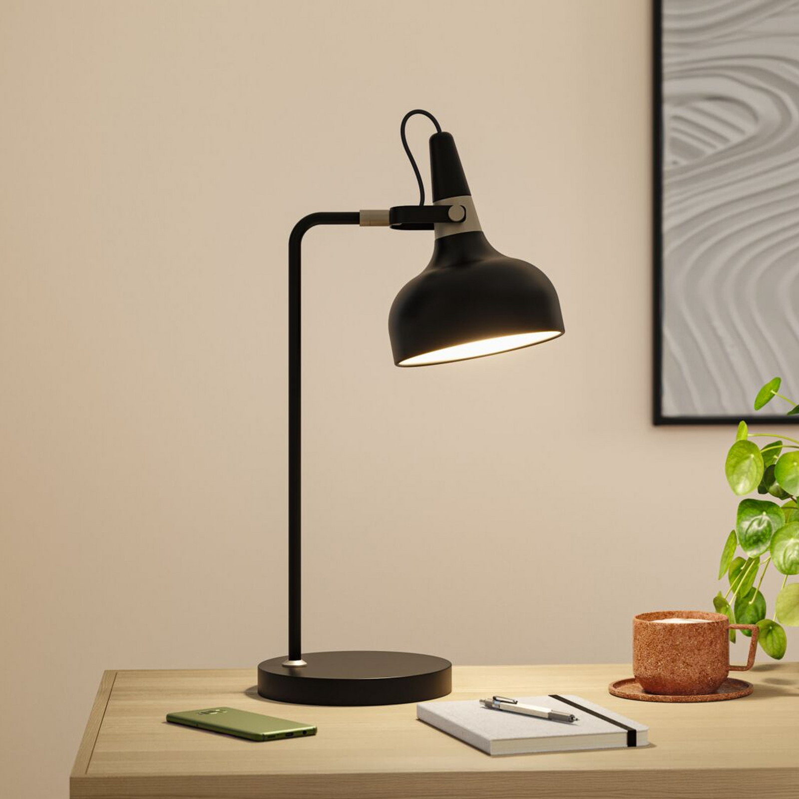 Paulmann Juna STYLE table lamp, black, height 51 cm, metal