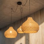 Lucande Außenhängelampe Taniola, 3-flg., beige, Rattan, IP44