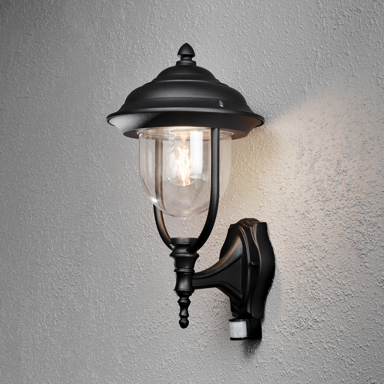 Udendørs væglampe Parma m. bevægelsessensor, sort