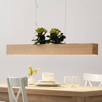 Ash LED pendant light lampshade made of light wood