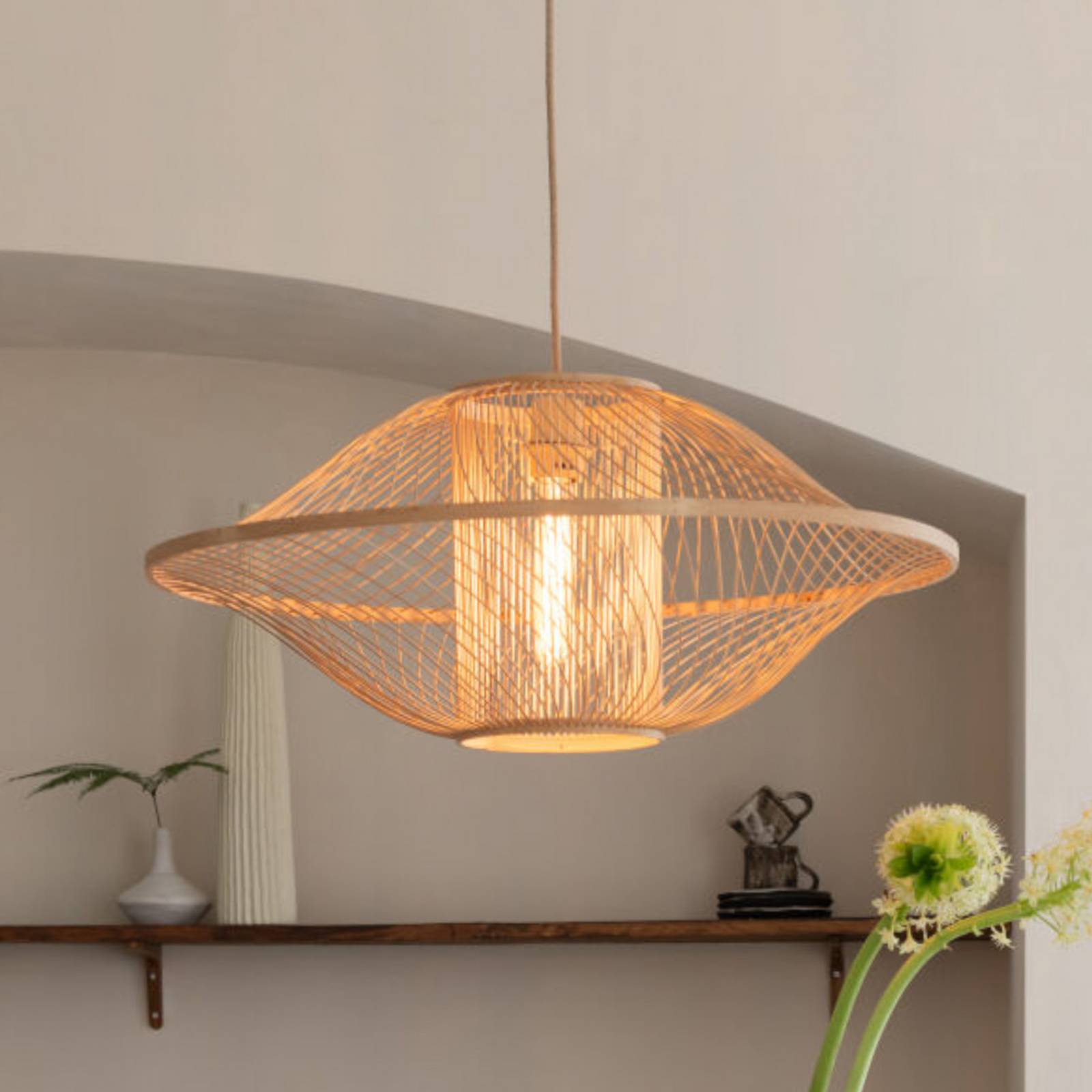 GOOD & MOJO Suspension Maui, naturel, Ø 70 cm, bambou, E27