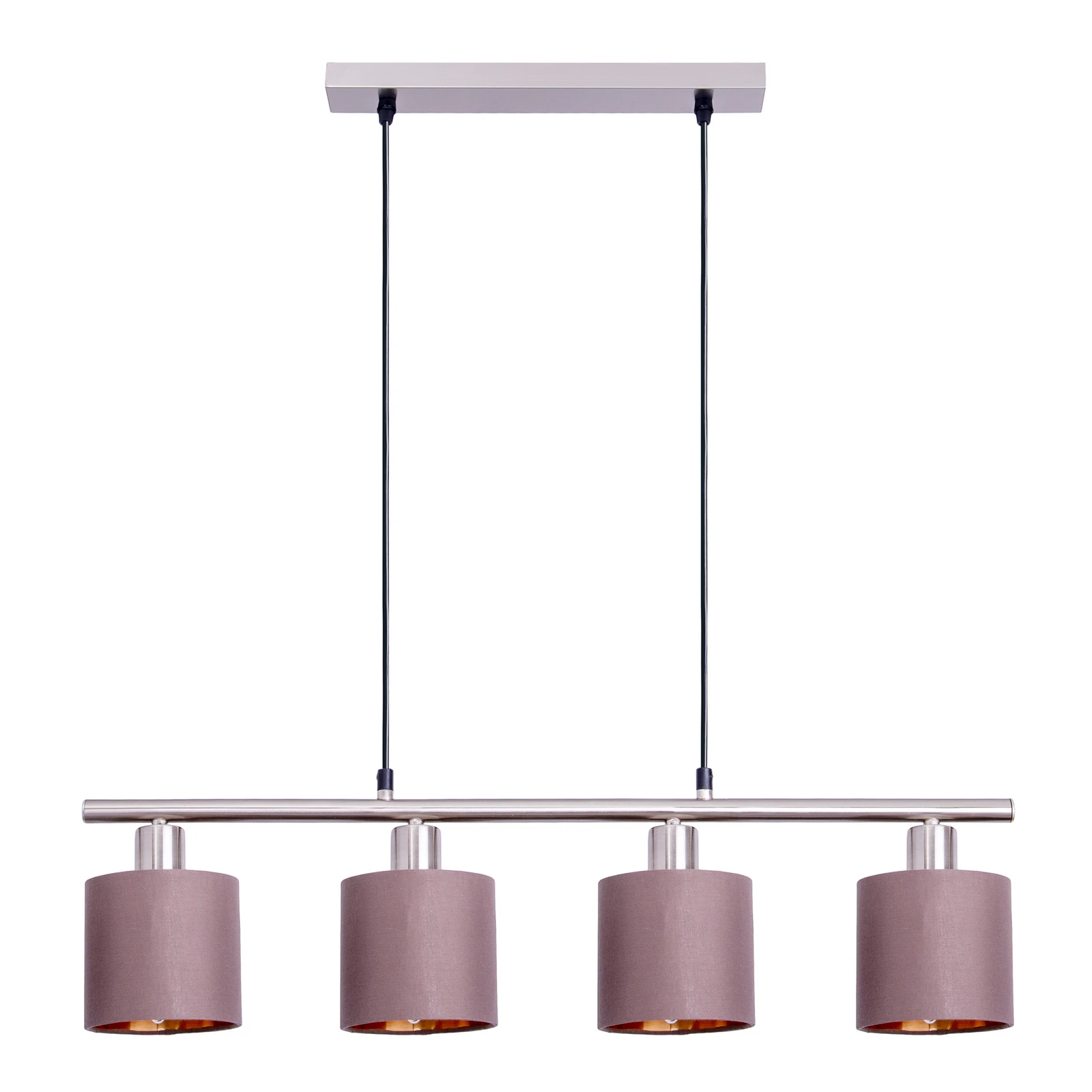 Maron hanging light, 4-bulb, fabric, brown/gold