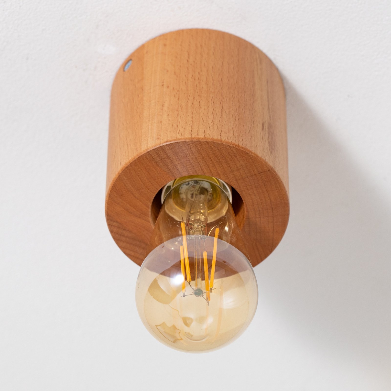 Envostar Peach Puff plafonnier, cylindre en bois