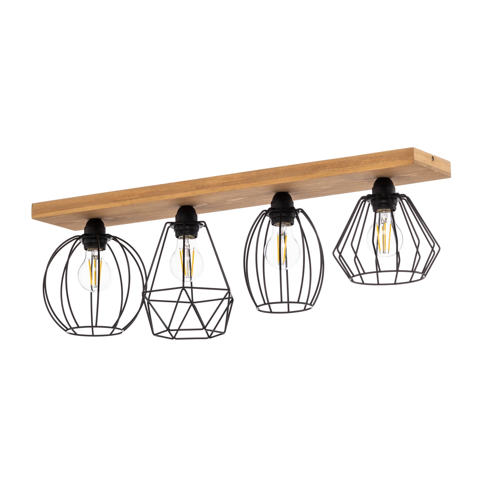 Envostar Various Ceiling Lamp, 4-bulb, natural pine