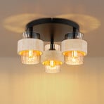 Plafondlamp Daren, 3-lamps, beige/amber/zwart, Ø 38 cm, E27