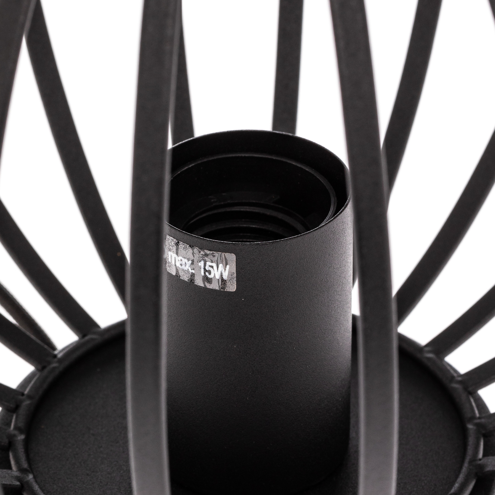 Lámpara de mesa Lindby Maivi, negra, 25 cm, hierro, jaula