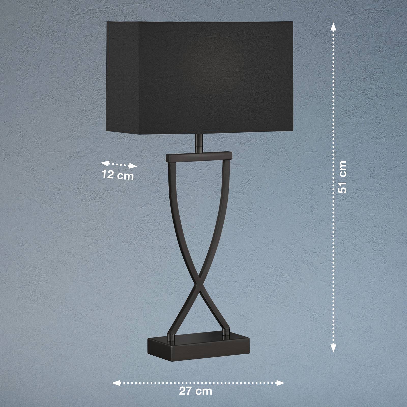 Image of FISCHER & HONSEL Lampe à poser Anni abat-jour en chintz noir/doré 4003694506397