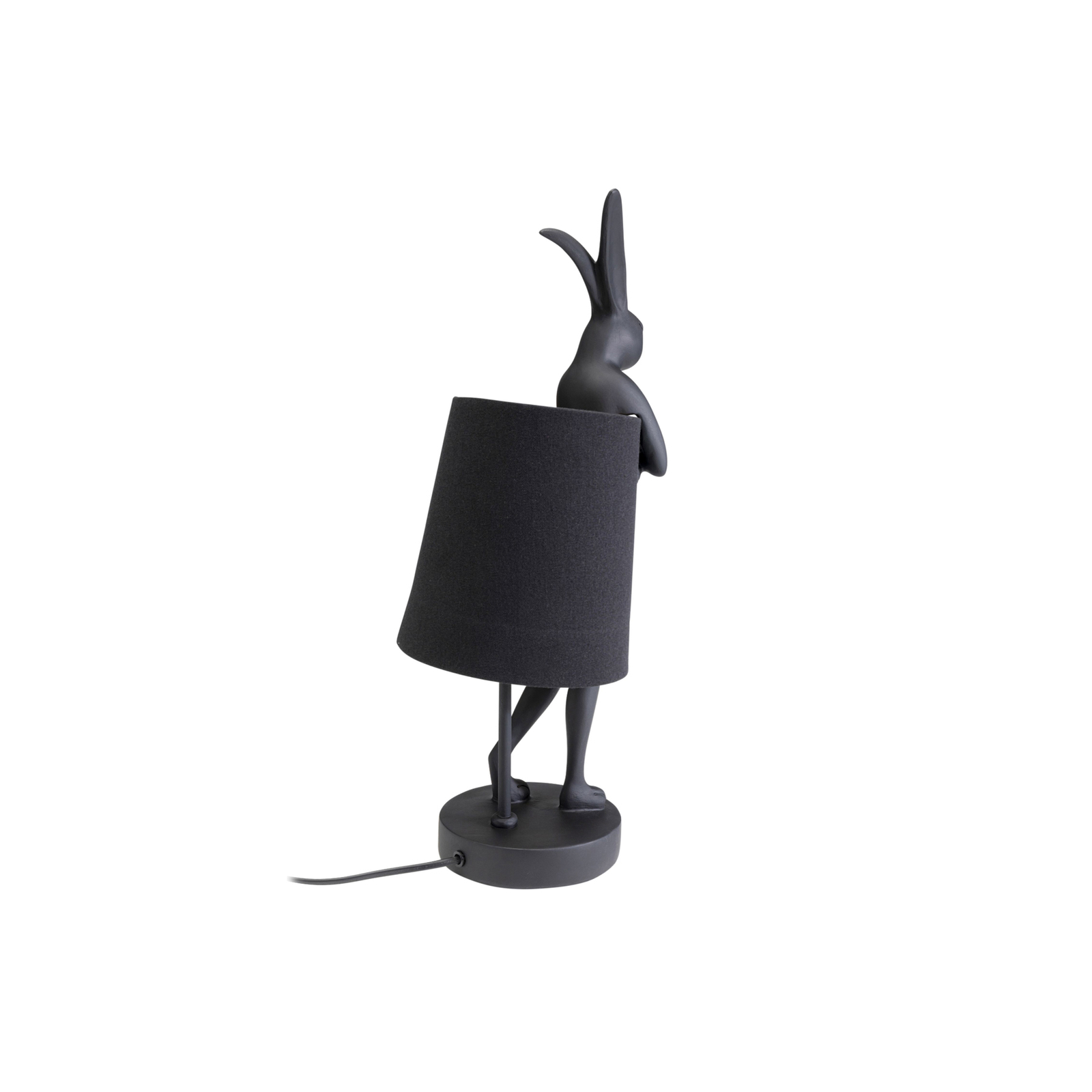 Kare Lámpara de mesa Animal Rabbit, textil negro, altura 50 cm