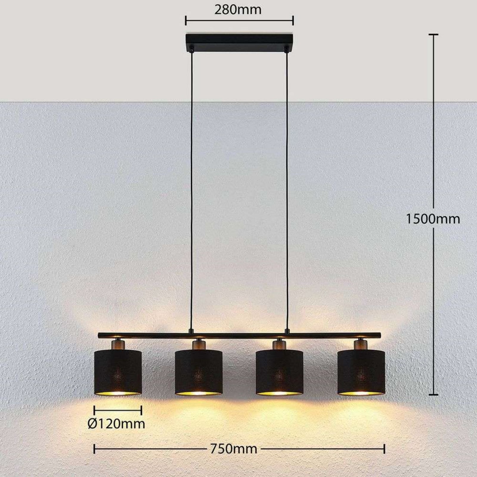 Fabric bar függőlámpa Vasilia fekete és arany színben
