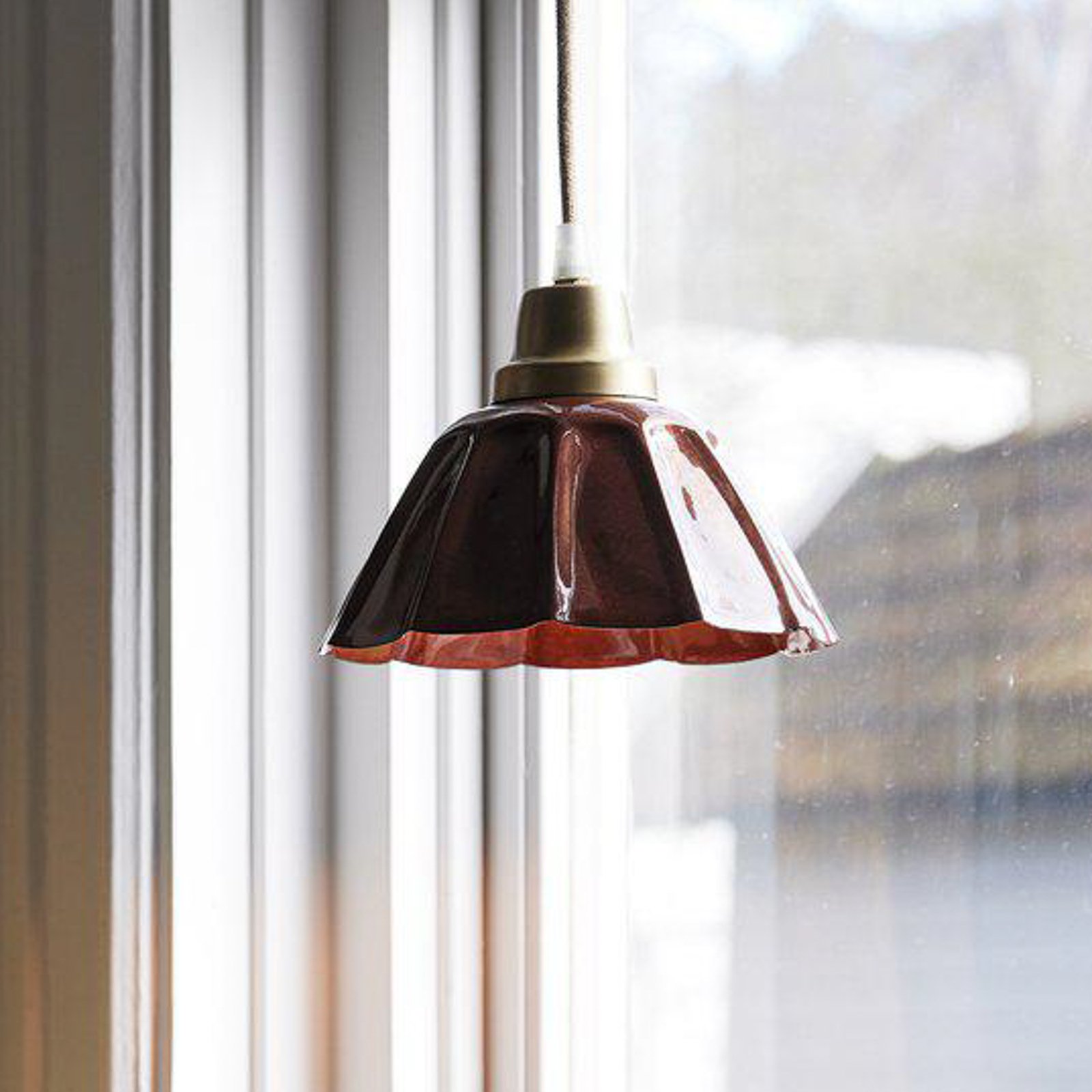 PR Home závěsná lampa Ester, terakota, Ø 17 cm, železná zástrčka