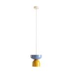 Api pendant light, yellow/blue, metal shade